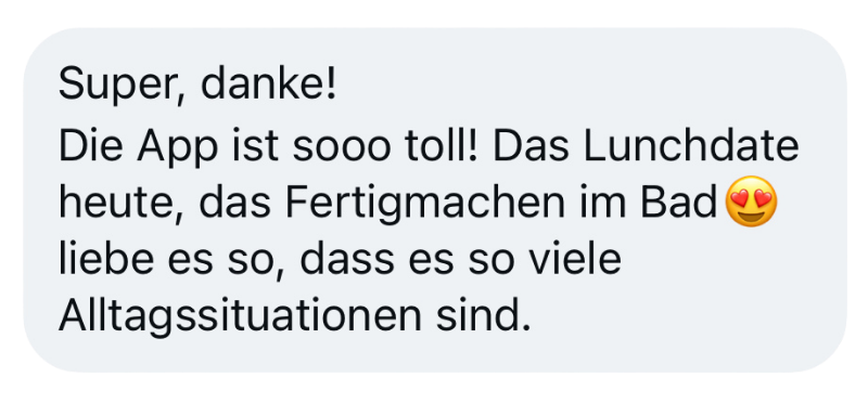 Screenshot: Feedback zur App